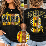 Softball Mama Patchwork Stripes & Bows – Personalized Shirt