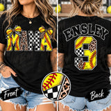 Softball Mama Bows & Mixed Patterns – Personalized Shirt