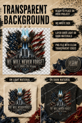 9/11 25th Anniversary PNG – We Will Never Forget Eagle Design