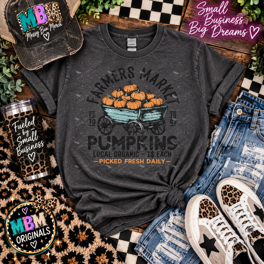 Farmers Market Pumpkin Wagon Graphic T-Shirt