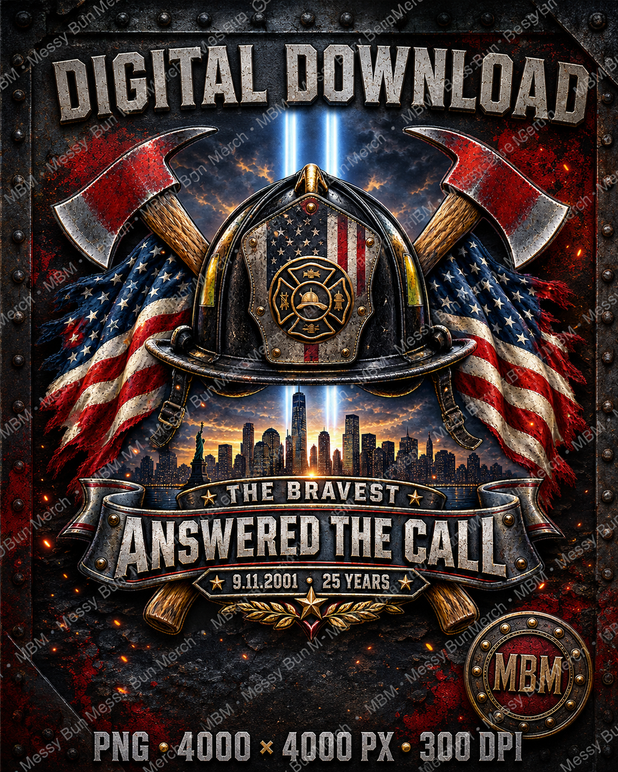 Firefighter 9/11 Memorial PNG | Answered the Call Design | First Responder Tribute | 25th Anniversary