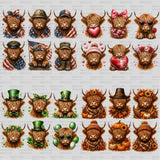 Highland Cow Holiday Clip Art Bundle | 108 PNG Designs (Digital Download)