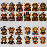 Highland Cow Holiday Clip Art Bundle | 108 PNG Designs (Digital Download)