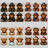 Highland Cow Holiday Clip Art Bundle | 108 PNG Designs (Digital Download)