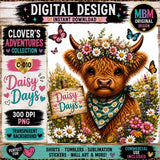 Highland Cow PNG Bundle, 10 Colorful Designs, Clover's Adventures Collection (Digital Download)