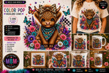 Highland Cow PNG Bundle, 10 Colorful Designs, Clover's Adventures Collection (Digital Download)