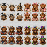 Highland Cow Holiday Clip Art Bundle | 108 PNG Designs (Digital Download)