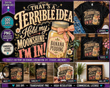 Hold My Moonshine PNG, Southern Humor Shirt Design, Banana Pudding Sublimation Graphic