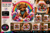 Highland Cow PNG Bundle, 10 Colorful Designs, Clover's Adventures Collection (Digital Download)