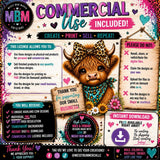 Highland Cow PNG Bundle, 10 Colorful Designs, Clover's Adventures Collection (Digital Download)