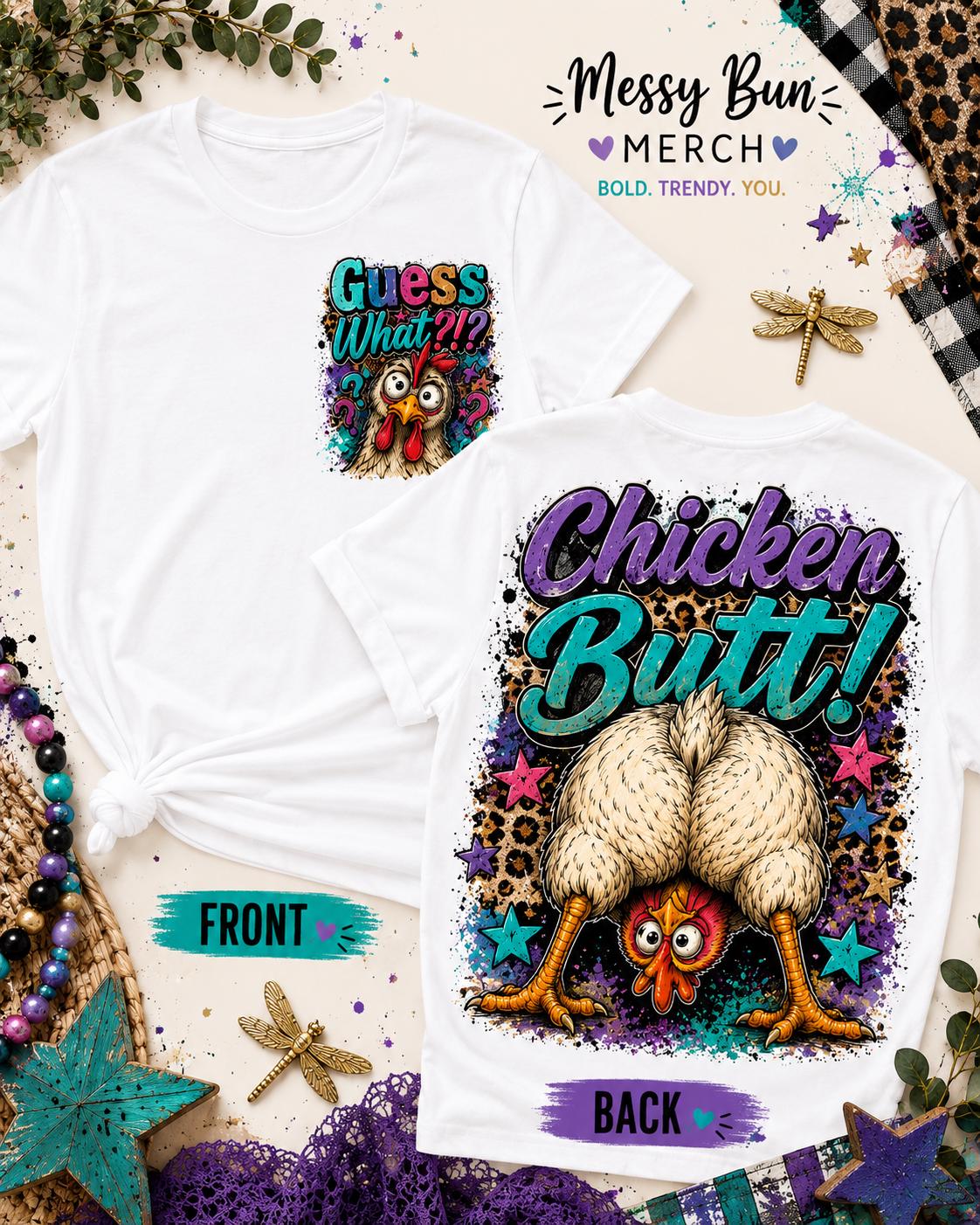 Funny Chicken PNG Bundle | Chicken Butt & Guess What | Farmhouse Sublimation Design