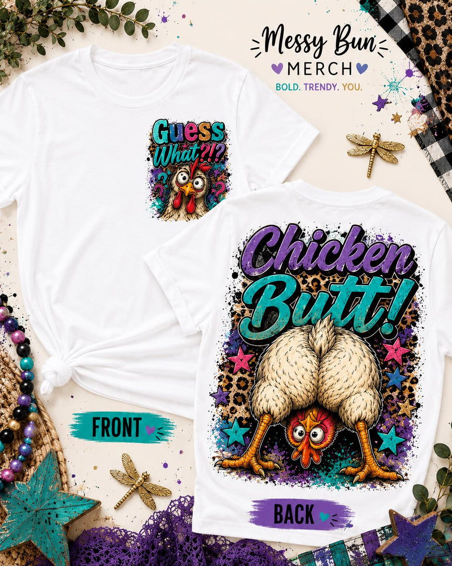 Funny Chicken PNG Bundle | Chicken Butt & Guess What | Farmhouse Sublimation Design