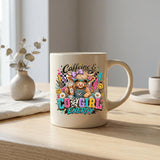 Caffeine Cowgirl Energy PNG, Highland Cow Western Shirt Design, Coffee Lover Sublimation Graphic
