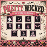 Pretty Wicked Pink Halloween PNG Bundle, 11 Spooky Boutique Designs for DTF and Sublimation