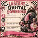 Pretty Wicked Pink Halloween PNG Bundle, 11 Spooky Boutique Designs for DTF and Sublimation