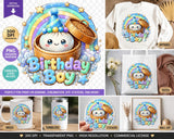 Birthday Boy PNG, Kawaii Dumpling Party Design, Rainbow Birthday Sublimation Graphic