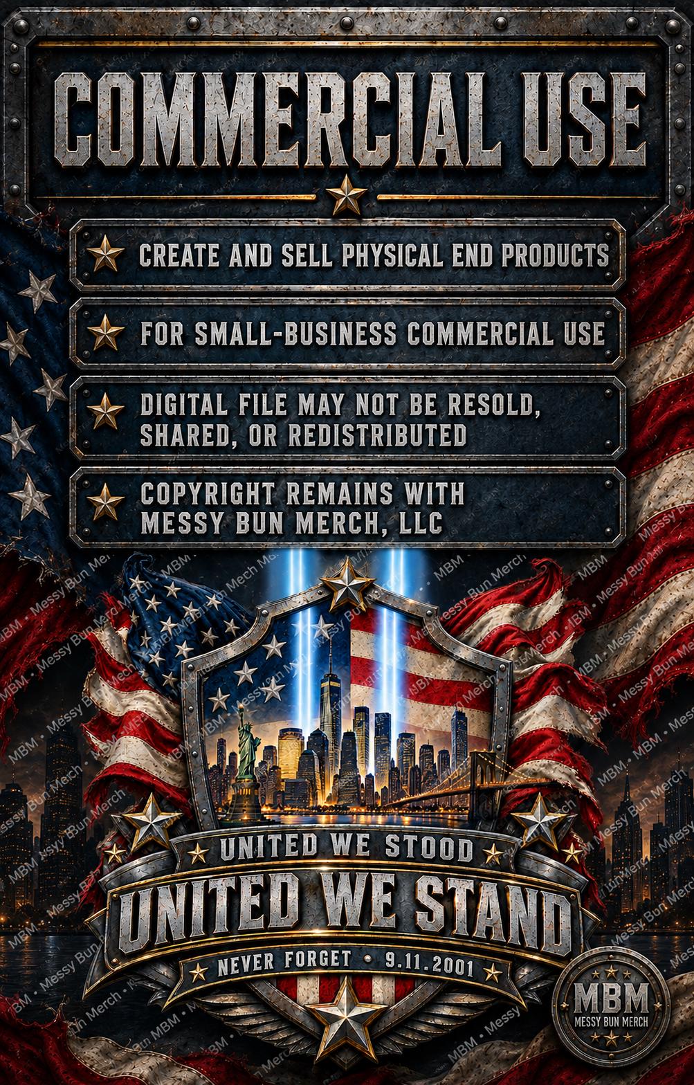 9/11 Memorial PNG | NYC Skyline Tribute, Statue of Liberty (Digital Download)