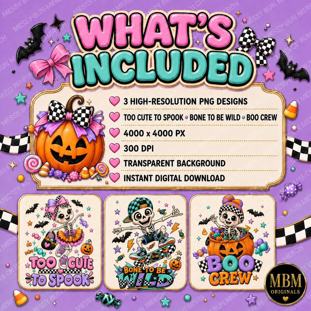 Kids Halloween Skeleton PNG Bundle | Spooky Shirt Design (Digital Download)