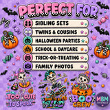 Kids Halloween Skeleton PNG Bundle | Spooky Shirt Design (Digital Download)