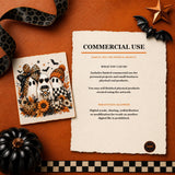 Halloween Ghost Trio PNG | Leopard Bow, Coffee & Pumpkin Fall