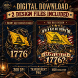 Gadsden Flag PNG, Don't Tread on Me Shirt Design, Patriotic Party 1776 (Digital Download)