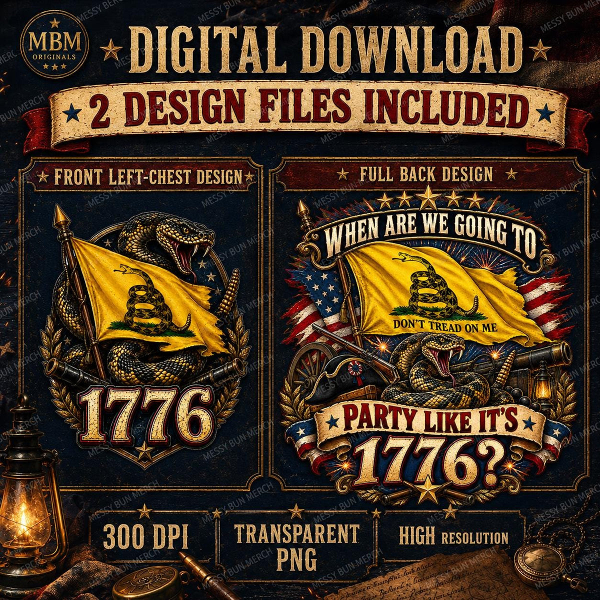 Gadsden Flag PNG, Don't Tread on Me Shirt Design, Patriotic Party 1776 (Digital Download)