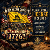 Gadsden Flag PNG, Don't Tread on Me Shirt Design, Patriotic Party 1776 (Digital Download)
