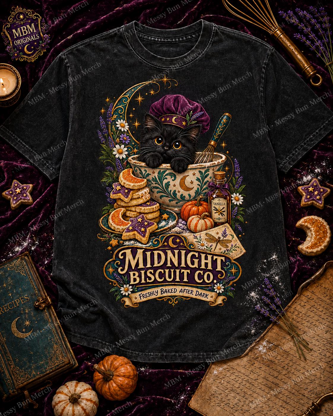 Midnight Biscuit Co. Black Cat Halloween Bakery PNG Design (Digital Download)
