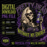 Skeleton Girl Energy Drink PNG, Gothic Glam Design (Digital Download)