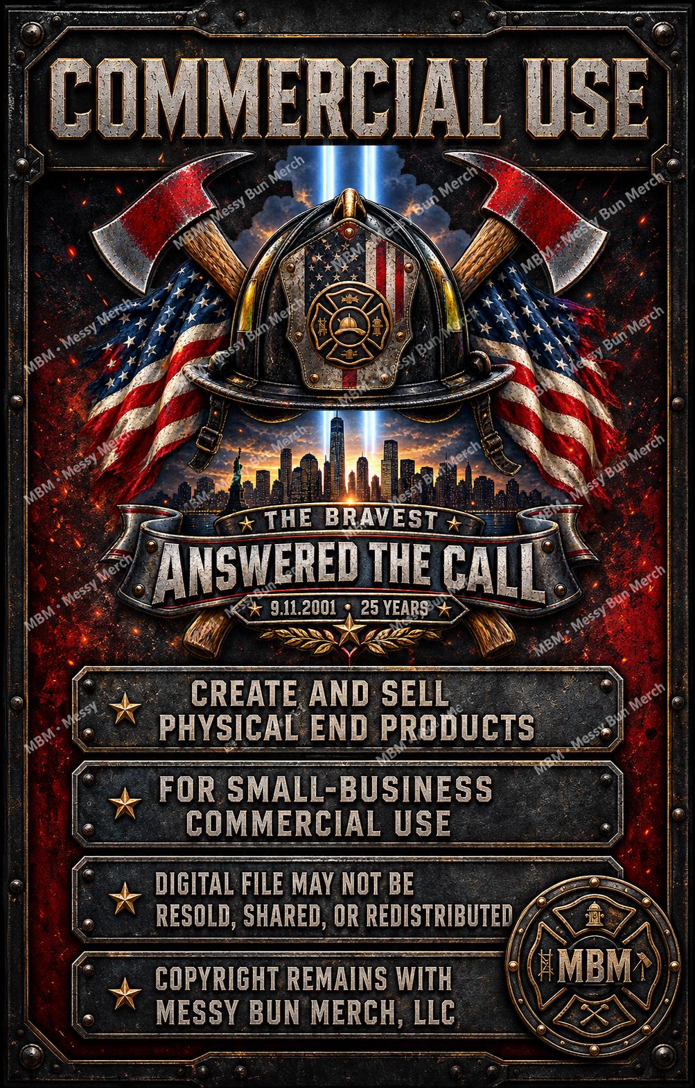 Firefighter 9/11 Memorial PNG | Answered Call Design (Digital Download)