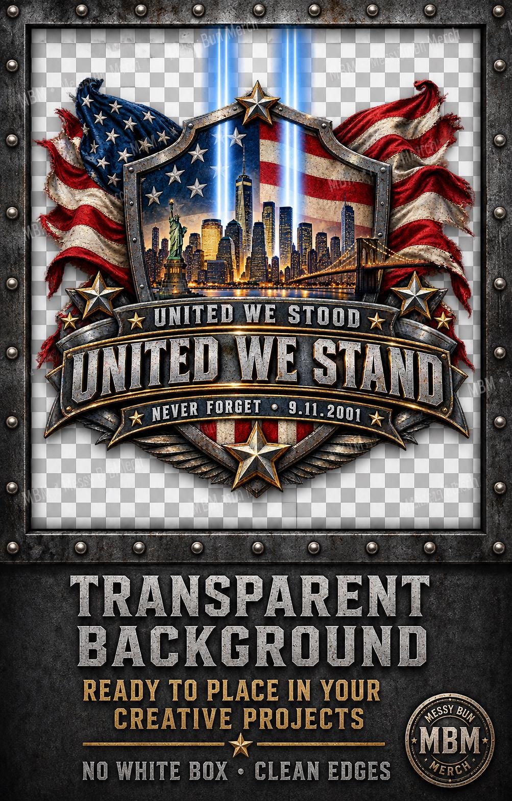 9/11 Memorial PNG | NYC Skyline Tribute, Statue of Liberty (Digital Download)