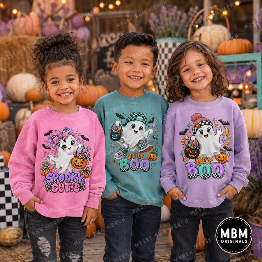 Kids Halloween Ghost PNG Bundle | Spooky Cutie, Little Boo, Hey Boo (Digital Download)