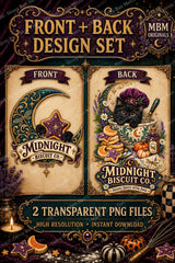 Midnight Biscuit Co. Black Cat Halloween Bakery PNG Design (Digital Download)