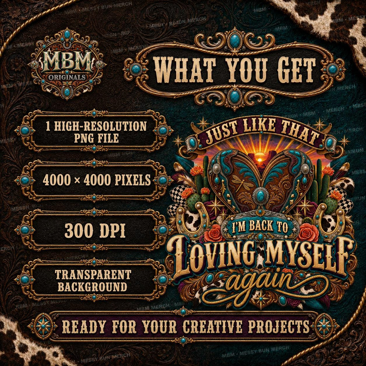 Western Cowgirl Self Love PNG, Turquoise Boots Sublimation Design (Digital Download)