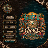 Grit Grace Good Instincts Western Compass Cowboy Boots PNG (Digital Download)
