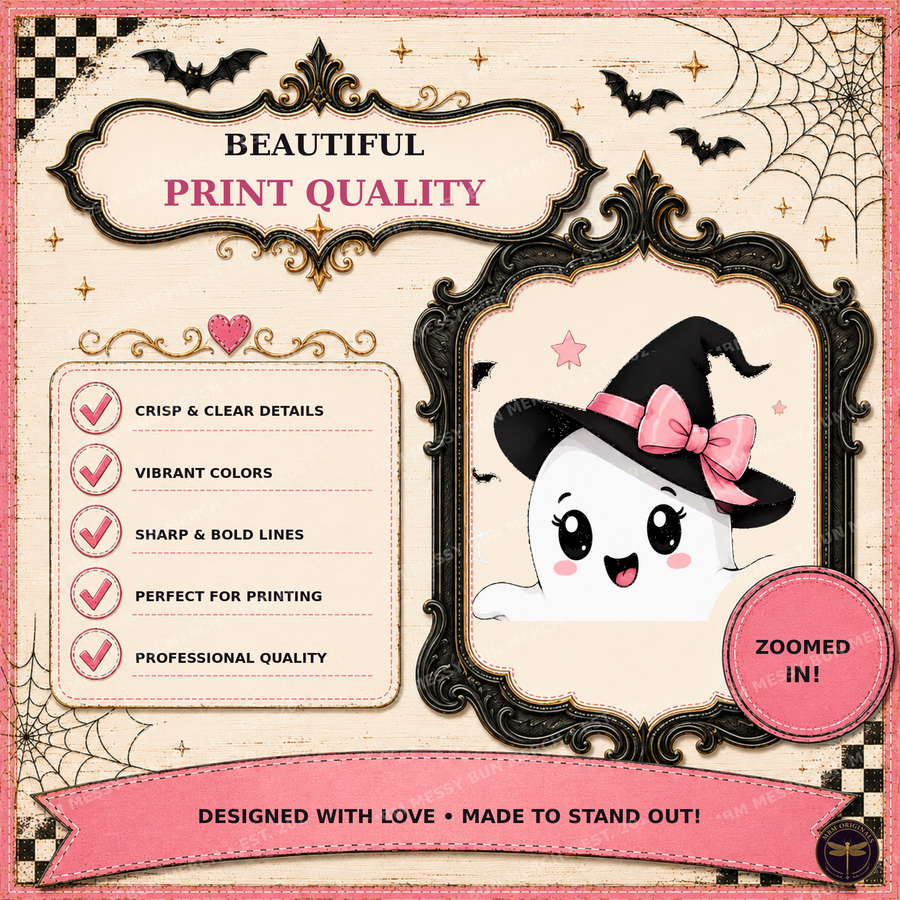 Pretty Wicked Ghost PNG | Pink Halloween Witch Digital Download